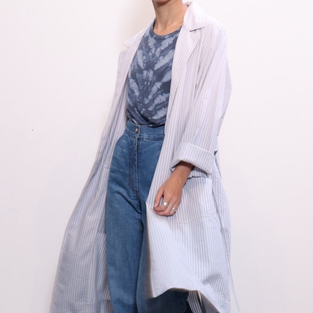 Raquel Allegra Jacket 90s Retro Trench Tie Dye Coat Sz M Lagenlook